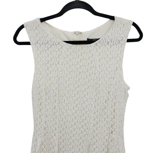 R&K Pastel Chevron Lace Overlay Sleeveless Scoop Tea Length Dress White Sz 10 - Picture 5 of 11